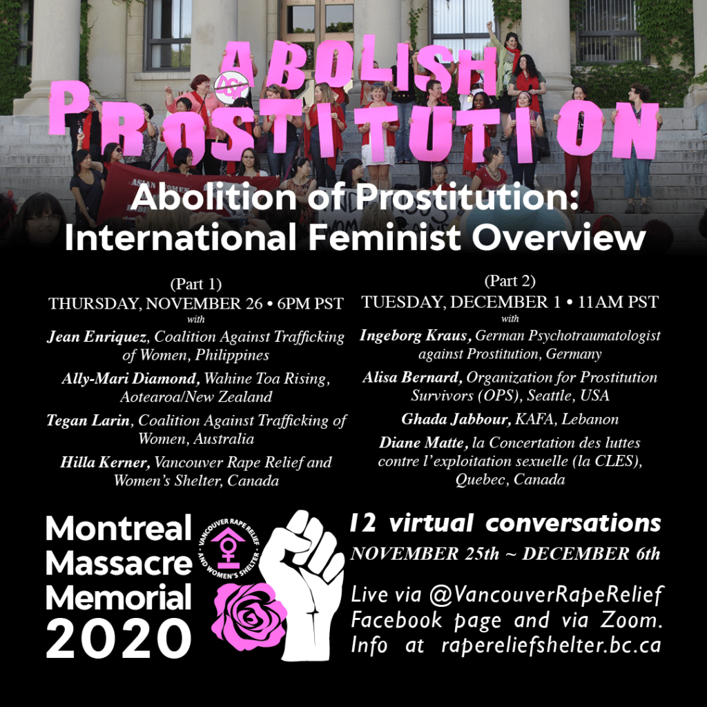 Poster Montreal Massacre Memorial -Abolition of Prostitution